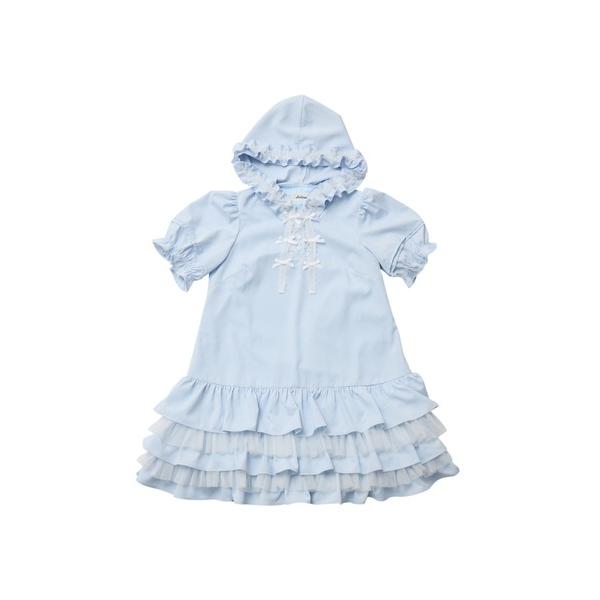 ワンピース 半袖 hooded frill ruffle mini dress