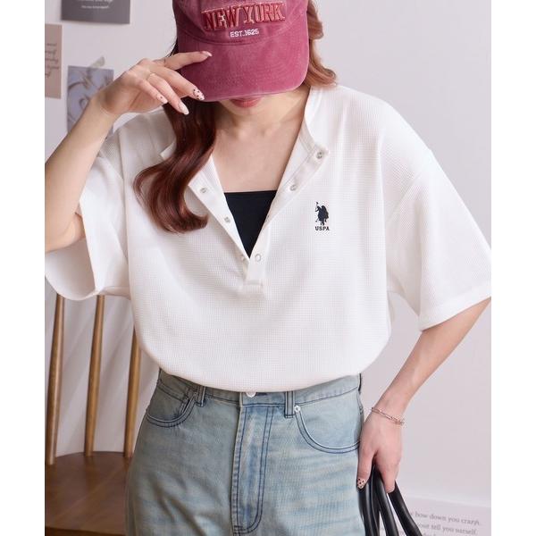 tシャツ U.S. POLO ASSN./ユーエスポロアッスン 別注 ロゴ刺繍 ワッフルヘンリーネックTシャツ レディース（Yahoo!・ZOZOTOWN Yahoo!店）