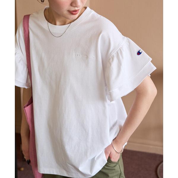 tシャツ 限定展開 Champion × FREAK'S STORE/チャンピオン 別注 フリル袖 トップス レディース（Yahoo!・ZOZOTOWN Yahoo!店）
