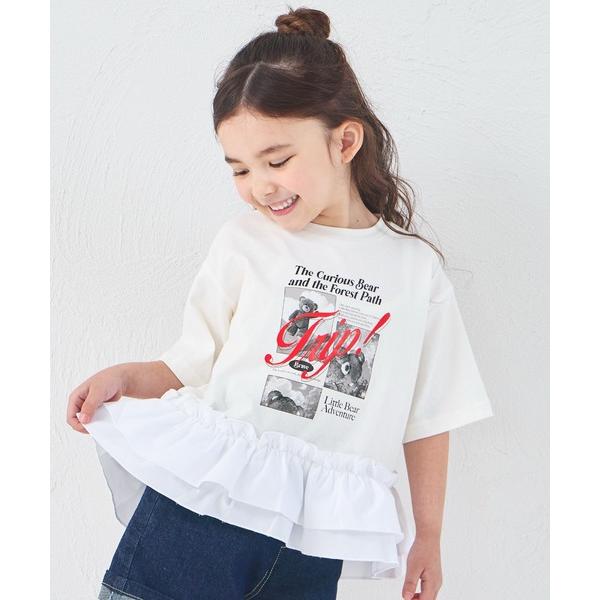 tシャツ 「綿100%」ガールズ 裾フリル アニマル ロゴ ペプラムTシャツ キッズ 子供服 女の子（Yahoo!・ZOZOTOWN Yahoo!店）