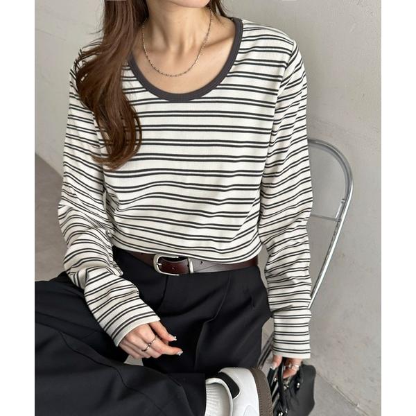 tシャツ リブUネックロングスリーブ レディース（Yahoo!・ZOZOTOWN Yahoo!店）