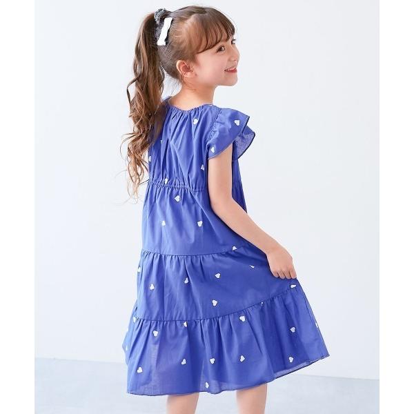 ワンピース 綿100％ おめかし ハート総柄プリント さらっと軽やかワンピース キッズ 子供服 女の子