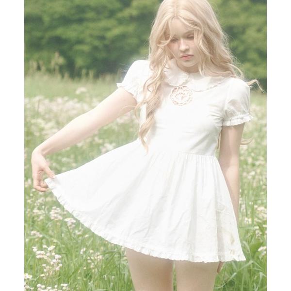 ワンピース 半袖 Indian cotton rose babydoll dress / インドコットンローズベビードールドレス