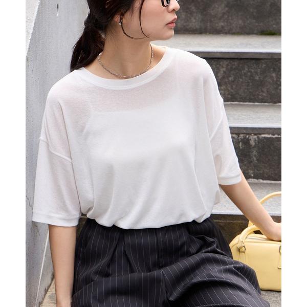 tシャツ 「クールスマートウォッシュ」フローティ シアー 半袖 Tシャツ (接触冷感・毛玉防止・イージーケア) レディース（Yahoo!・ZOZOTOWN Yahoo!店）