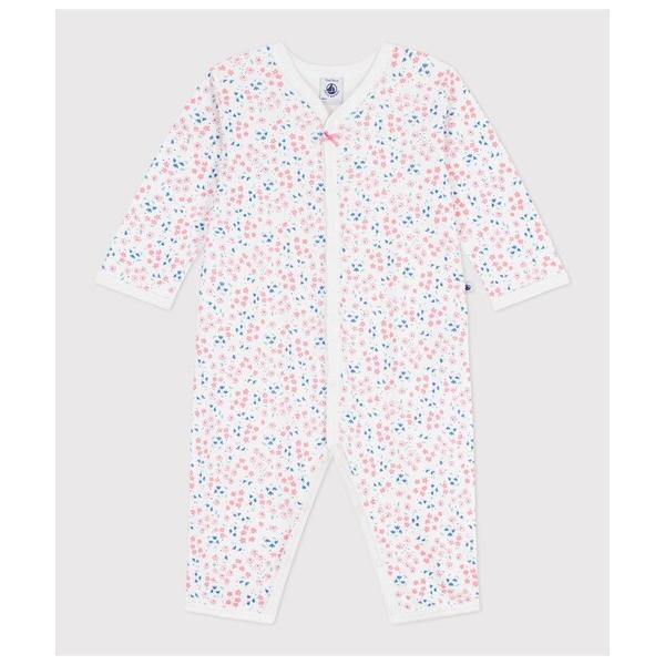 ベビー服 ロンパース フラワープリント足なしロンパース