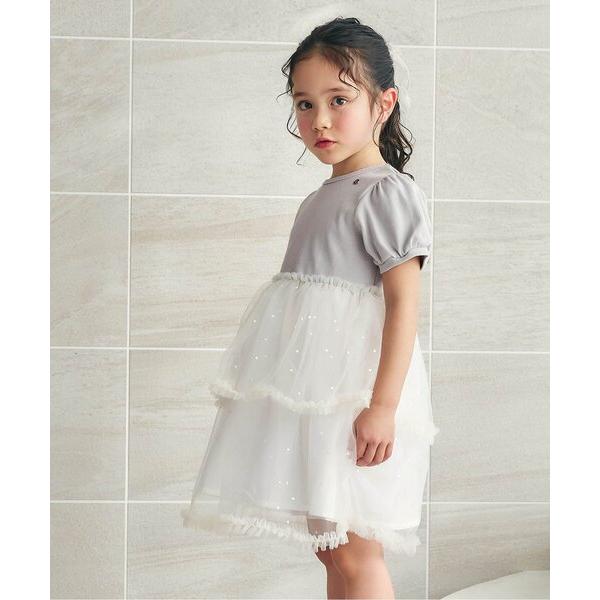 ワンピース フリルチュールドッキングワンピース キッズ 子供服 女の子