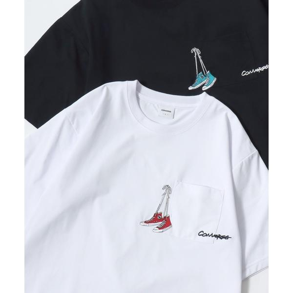 tシャツ 半袖 速乾 CONVERSE/コンバース UVカット/吸水速乾 オールスター ロゴ ワンポイント刺繍 ポケット 半袖Tシャツ/レディース メンズ