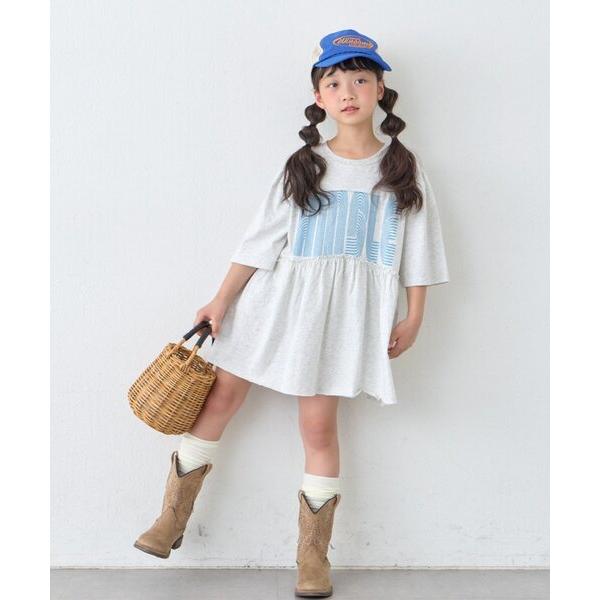 ワンピース 「KIDS/パルクロ・ZOZO限定新色登場」綿100％厚盛ロゴ5分袖チュニックワンピ キッズ 子供服 女の子