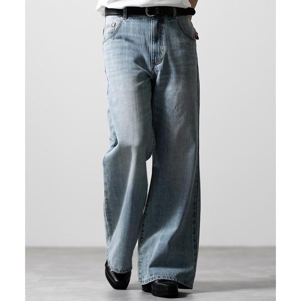 ワイドパンツ ジーンズ 「CLEL」Vintage Design Damage/Basic Pantaloon Denim Pants / ヴィンテージデザイン ダメージ/ベーシック パンタロンデニムパンツ