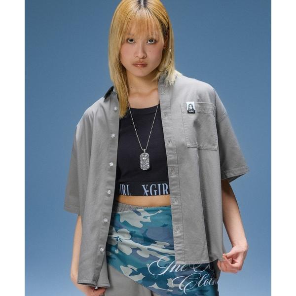 ブラウス シャツ 夏 半袖 FADED FACE LABEL S/S SHIRT レディース メンズ