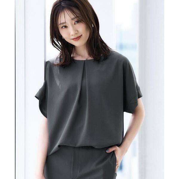 ブラウス シャツ 半袖 「セットアップ可/UVカット/前後2WAY」リラクシーフレンチスリーブブラウス レディース