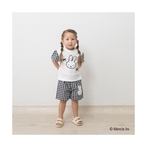 tシャツ ミッフィー ギンガムチェック袖切り替えTシャツ キッズ 子供服 男の子 女の子