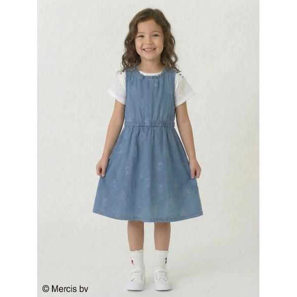 ワンピース 「ミッフィー」総柄刺繍デニムワンピース キッズ 子供服 女の子