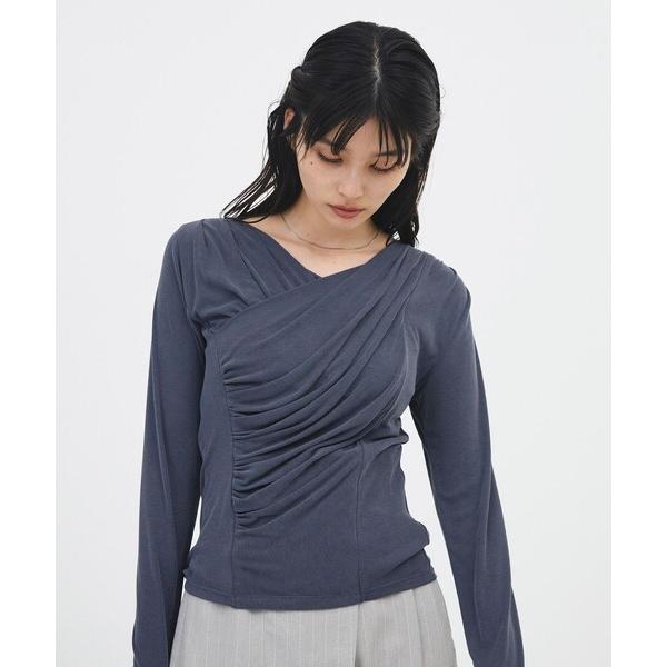 tシャツ 「新作」アシメドレープトップス｜ウォッシャブル/オフィスカジュアル/オケージョン/細見え/春服 レディース｜ZOZOTOWN Yahoo!店