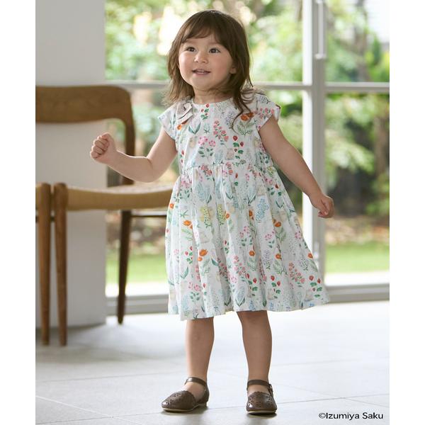 ワンピース 「泉屋 サク」「リンク」肩リボンフラワーキャットワンピース キッズ 子供服 女の子