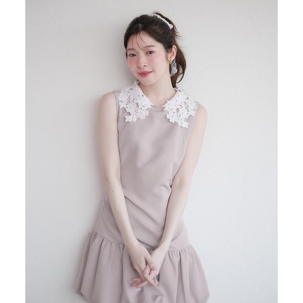 ワンピース flower lace collar balloon onepiece / フラワーレース襟バルーンワンピース