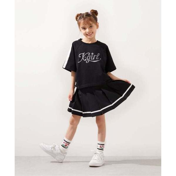 セットアップ ラメロゴ半袖Tシャツ+ラインプリーツスカート セット キッズ 子供服 女の子