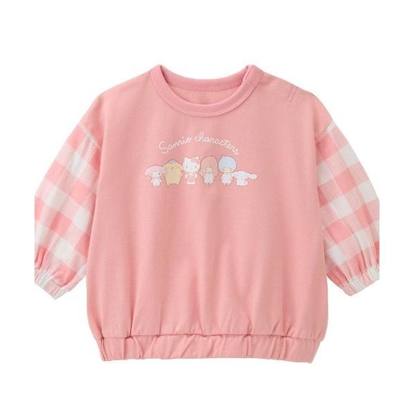 tシャツ チェック袖プリント長袖Ｔシャツ「 산리오 キャラクターズ」 キッズ 子供服 소년 소녀