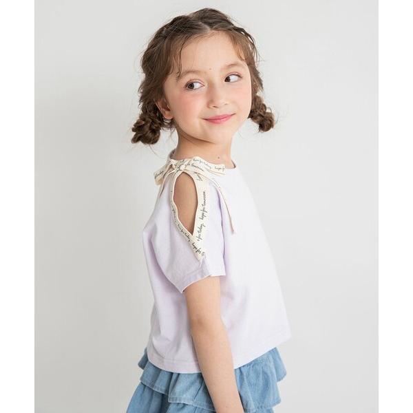 tシャツ ロゴテープリボン肩あきTシャツ キッズ 子供服 女の子（Yahoo!・ZOZOTOWN Yahoo!店）