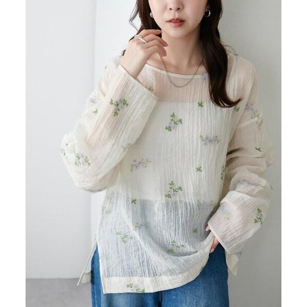 ブラウス シャツ 「WEB限定」花柄刺繍シアーブラウス レディース（Yahoo!・ZOZOTOWN Yahoo!店）