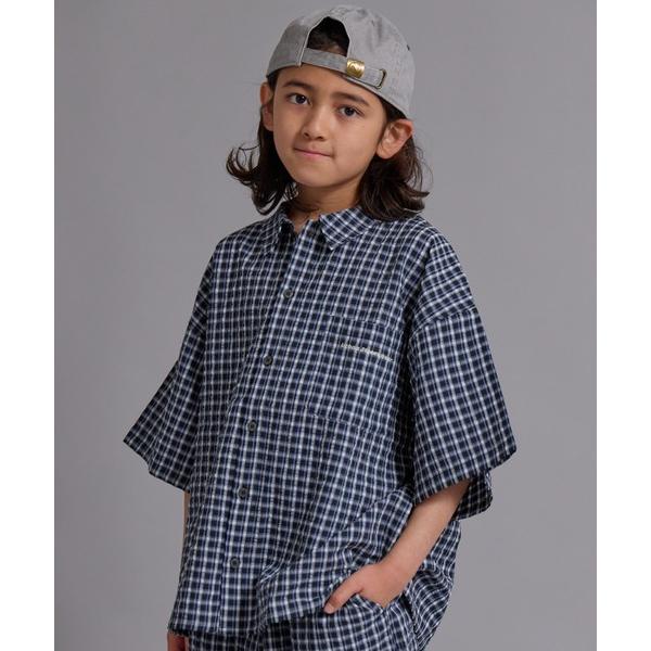 ブラウス シャツ 「90-160cm」サッカーチェック オーバーサイズ 半袖シャツ「PAIRMANON STREET」 キッズ 子供服 男の子 女の子（Yahoo!・ZOZOTOWN Yahoo!店）