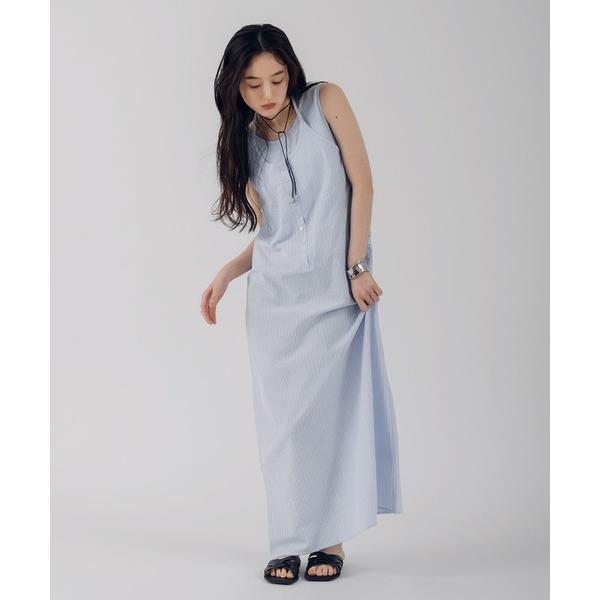 ワンピース 夏 docking seersucker halter neck dress / ドッキングシアサッカーホルターネックワンピース