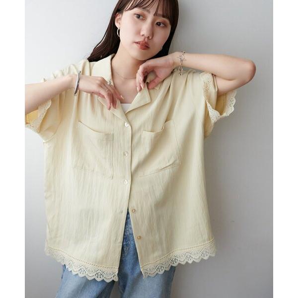 ブラウス シャツ レース使い開襟シャツ レディース（Yahoo!・ZOZOTOWN Yahoo!店）