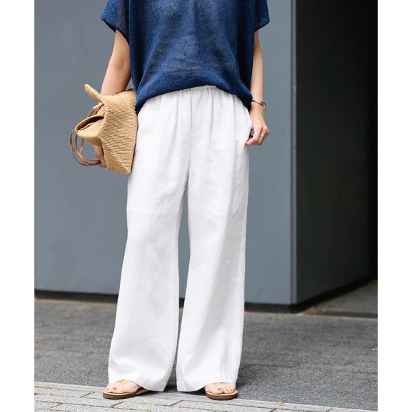 ワイドパンツ スラックス パンツ LINEN EASY パンツ レディース