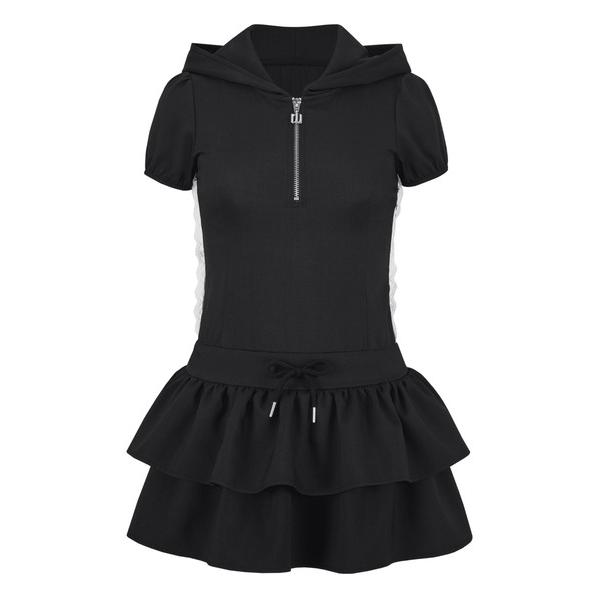 ワンピース 半袖 Double frill mini dress