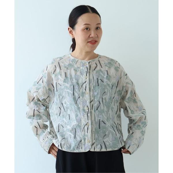 ブラウス シャツ Cotton Nylon sheer blooming embroidery haori blouse レディース