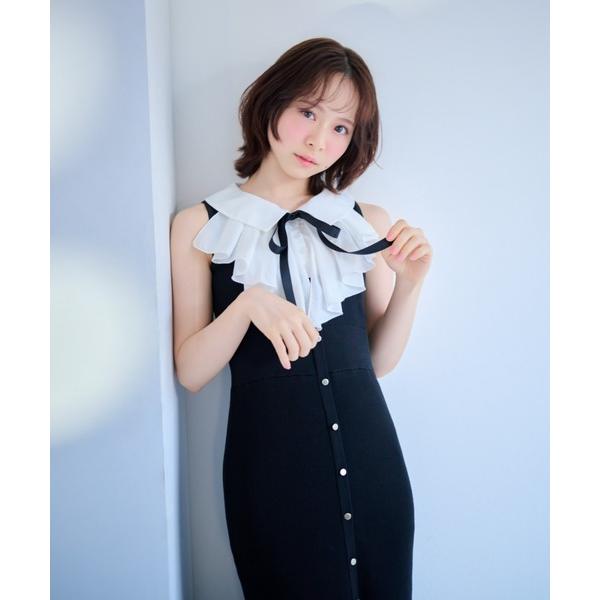 パーティードレス ワンピース 夏 「AKB48 倉野尾成美さん着用」フリルシャツドッキングニットマーメイドワンピース 夏服