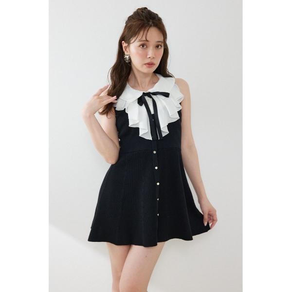 パーティードレス ワンピース 夏 フリルシャツドッキングニットマーメイドミニワンピース 夏服