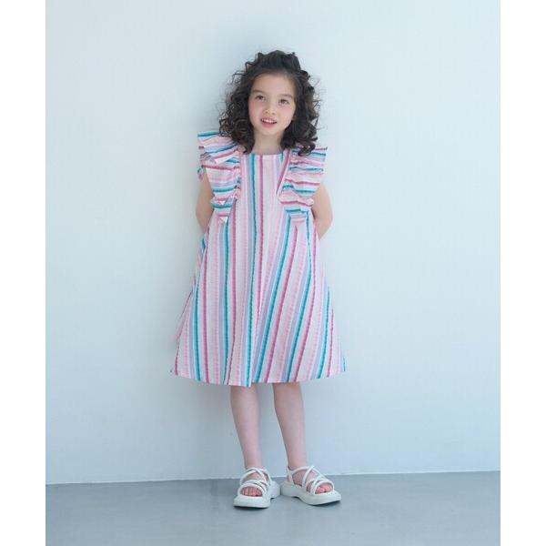 ワンピース ストライプ ラッフル ワンピース / キッズ 100cm-130cm キッズ 子供服 女の子