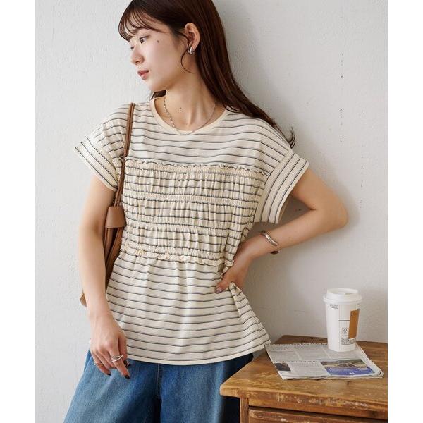 tシャツ ボーダーシャーリングTシャツ レディース（Yahoo!・ZOZOTOWN Yahoo!店）