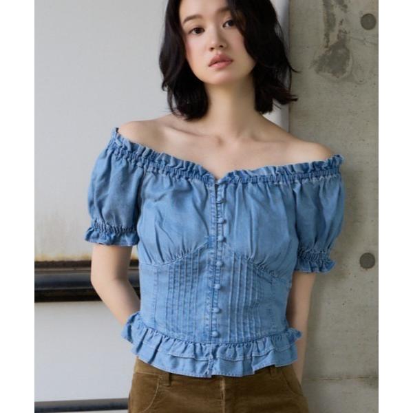 ブラウス シャツ 半袖 PUFF SLEEVES WOVEN TOPS パフスリーブスウーブントップス 夏服 秋服 レディース