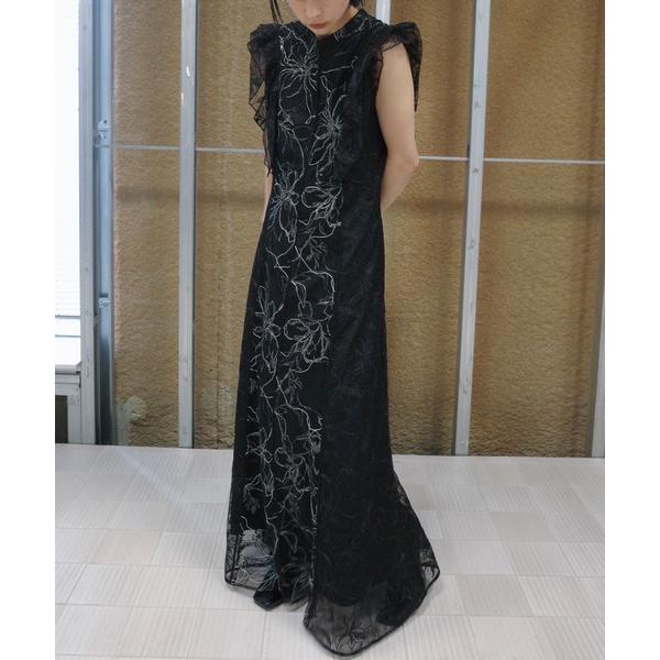 パーティードレス ドレス GLITTER LACE DRAPE FRILL DRESS