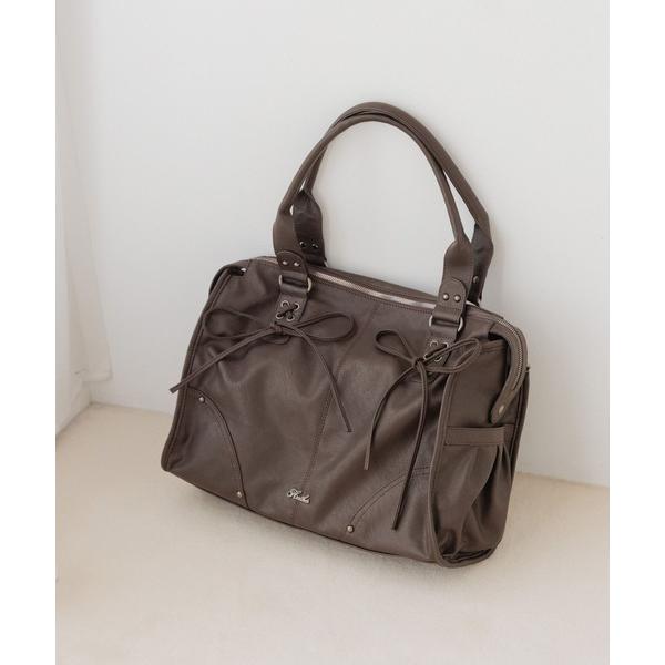 トートバッグ 「PC収納可」LACE UP リボンボストンBAG　1044884 レディース