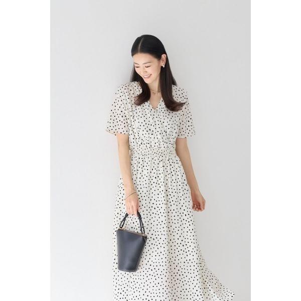 「M.deux」 半袖ワンピース MEDIUM オフホワイト レディース