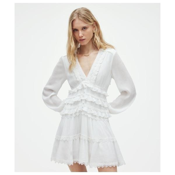 「ALLSAINTS」 長袖ワンピース 6 ホワイト レディース