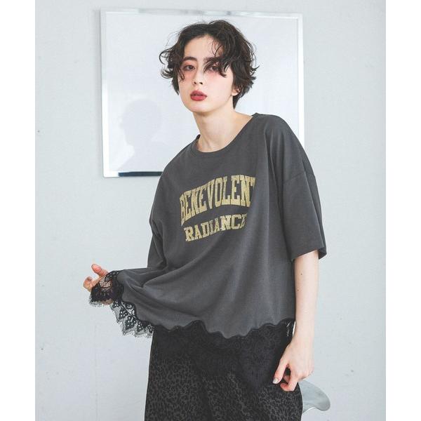 tシャツ 裾レースプリントアソートTシャツ レディース