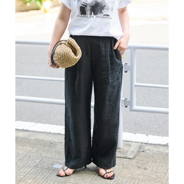 パンツ 「追加2」「S/Mサイズ展開」手洗い可 / フレンチリネンストレートパンツ レディース