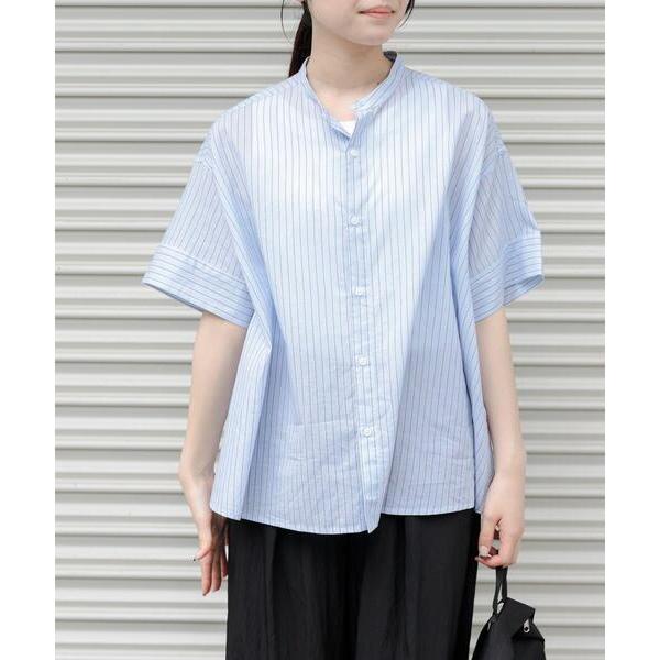 ブラウス シャツ 半袖 FORK＆SPOON　ワイド5分袖シャツ レディース