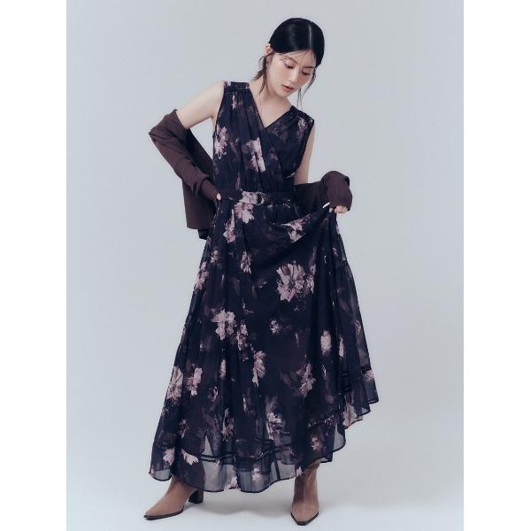 ワンピース 「00サイズあり」カシュクールフラワープリントワンピース