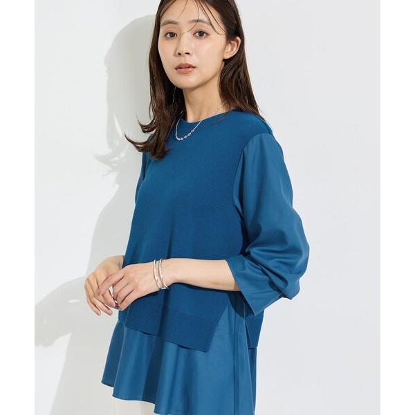 tシャツ 「洗える／1枚でコーデ完成」重ね着風ニットトップス レディース