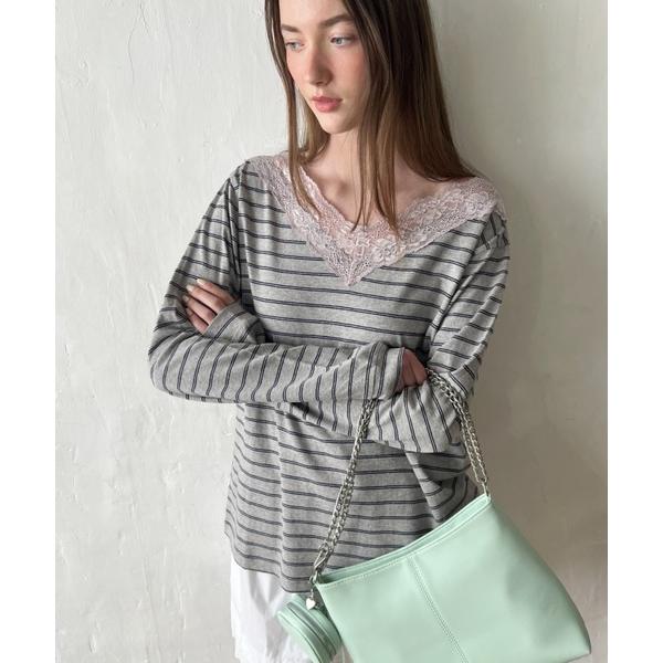 tシャツ 2way border lace tops / 2wayボーダーレーストップス レディース