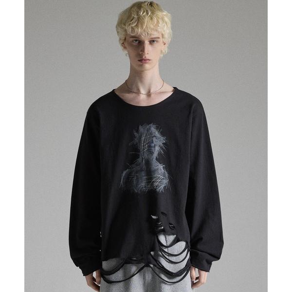 tシャツ 「GRANCY」Graphic Damage LongTee / グラフィックダメージロングTシャツ メンズ レディース