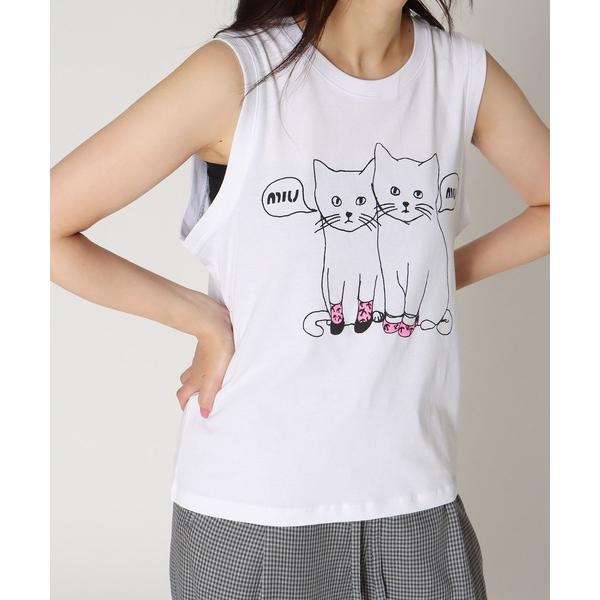 tシャツ BLACK SCORE / MIU MIU CATS TANK(ブラックスコア ミウミウキャットタンクトップ) レディース