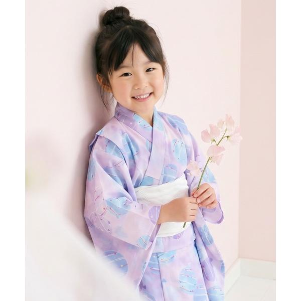 浴衣 「floro by SOUBIEN」キッズワンピース浴衣3点セット（上着＋ワンピース＋帯） キッズ 子供 女の子