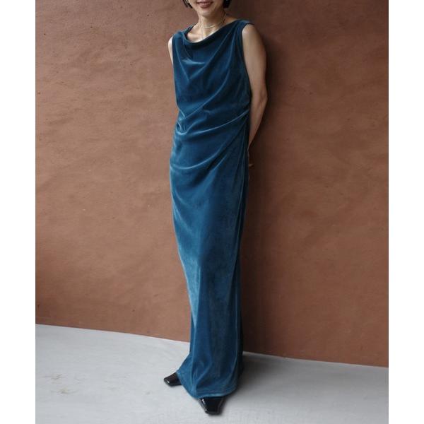 パーティードレス ドレス DRAPE CURVE VELOUR DRESS