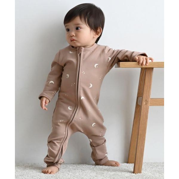 ベビー服 ロンパース ダブルジップ ストレッチ 長袖 カバーオール